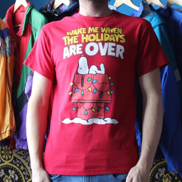 Peanuts Other - Snoopy Wake Me Up When The Holidays Are Done Tee